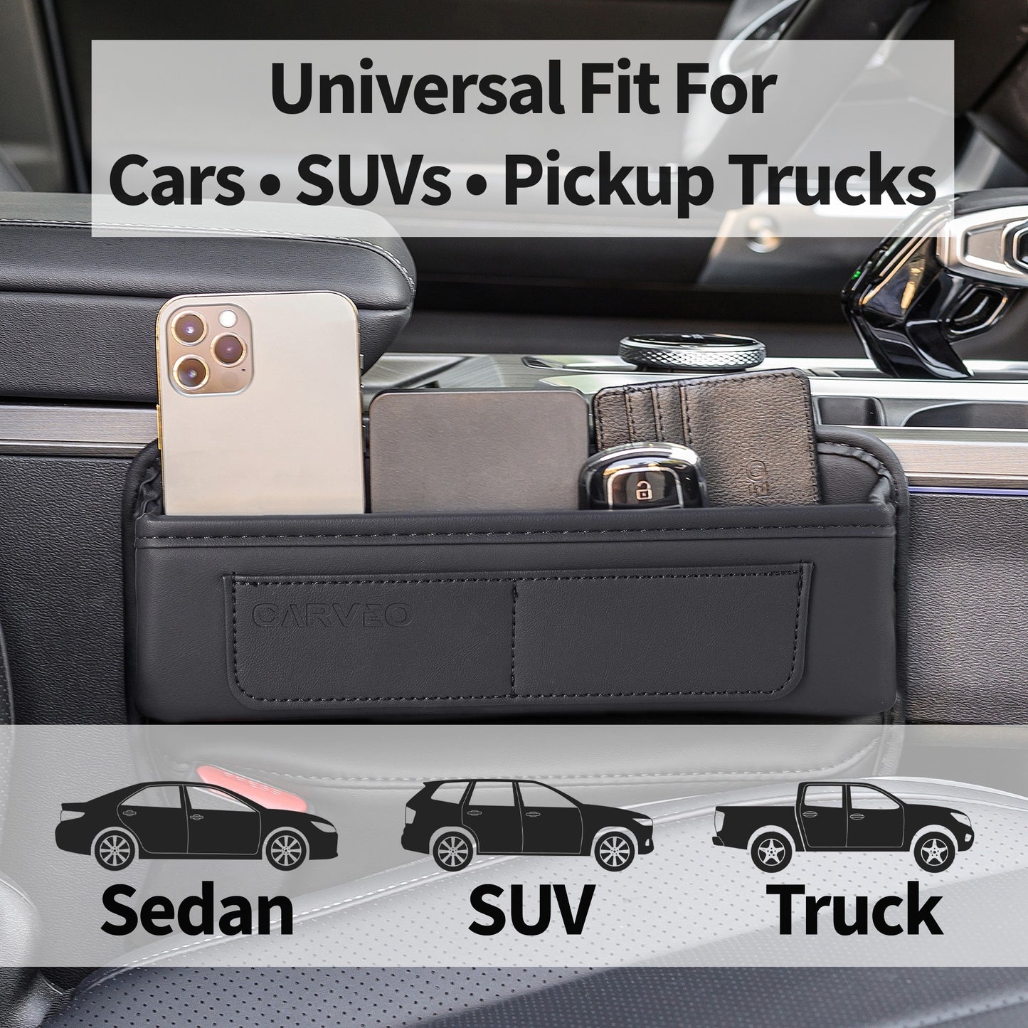 CARVEO Seat Gap Organizer – Premium Car Storage Box for Front Seats