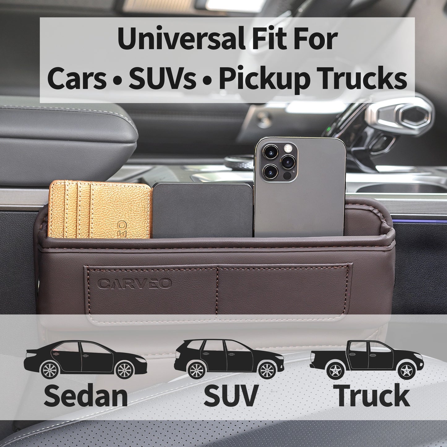 CARVEO Seat Gap Organizer – Premium Car Storage Box for Front Seats
